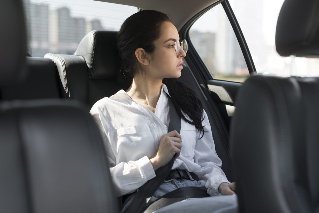 Person commuting to work in a fuel-efficient car